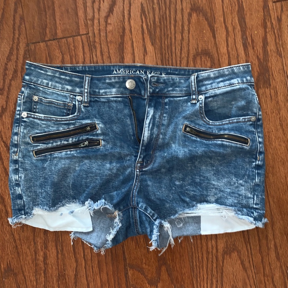 American Eagle denim high rise shortie shorts